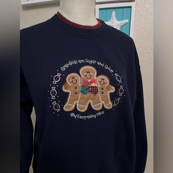 Vintage 90’s M&C Sportswear Christmas Gingerbread Grandkids Sweatshirt Medium - Picture 3 of 12